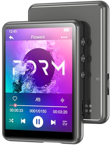 64GB MP3 Player with Bluetooth 5.3 - MECHEN Portable Lossless Sound Music Player with HD Speaker,2.4 Touch Screen Voice Recorder,FM Radio,Support 128GB TF Card (UK-Grey)