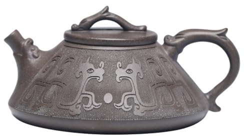 Tetera Hecha a Mano Maceta de arena púrpura fina, tetera Original de arcilla de cobre antigua, cuchara plana for el hogar, juego de té de Kung Fu hecho a mano puro, tetera Para Preparar Té de Hojas