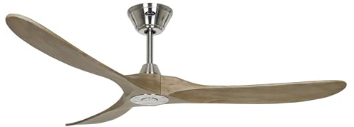CasaFana Energiespar Deckenventilator mit Fernbedienung Eco Genuino Chrom gebürstet/Eiche mittel 152 cm