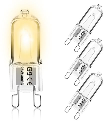 Jaenmsa G9 Backofenlampe 25W 300 Grad & Halogen Dimmbar 230V, bis 300°C Hitzebeständiges 2700K Warmweiß für Neff Bosch Backofen Kühlschrank Mikrowelle Dunstabzugshaube