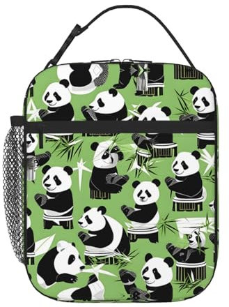 SDFHU Panda Bamboo Print Unisex Beach Insulated Cooler Lunch Bag For Work, Travel 8x4x 10in Lunch Boxes