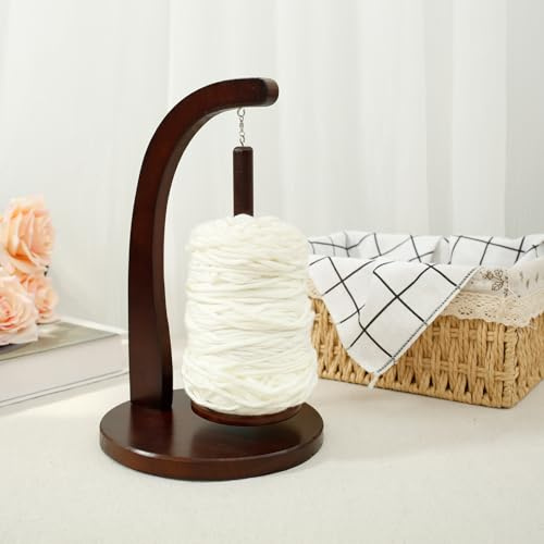 NZWBSHSSP Yarn Holder Wooden Yarn Spinner Sewing Spindle Thread Holder Rotating Magnetic Yarn Spinner Spindle Stable Yarn Ball Dispenser 320g Bearing Load for Knitting Crochet Lovers (Retro C)