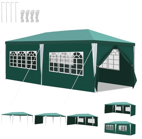 Peviasot 3x6m Gazebo, Carpa de Fiesta con 6 Paneles Laterales, Carpa de jardín para Fiestas, Gazebo Impermeable de Camping, Festivales, Carpa de Fiesta de jardín, Verde