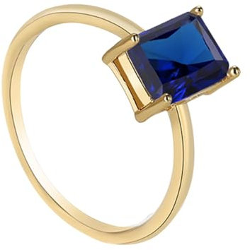 Whoiy 14 Karat Gelbgold Verlobungsring in 585 Gold Solitär, Vorsteckring Ehering mit 2ct Laborgezüchteter Saphir für Frauen Größe 47 (15.0)