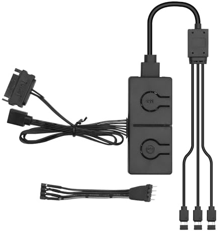 Convertisseur ARGB RUIZHI 5V ARGB à 12V RGB Carte mère avec Contrôleur manuel pour commuter les concentrateurs de changement de couleur Hub de Transfert 12V RGB à 5V ARGB avec séparateur 3 Voies