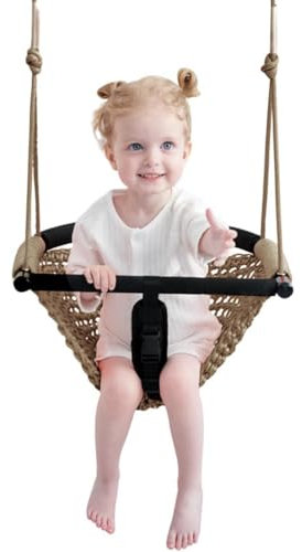 Babyschaukel,Kinderschaukel mit Verstellbaren Seilen,für Kinder Heavy Duty Seilspiel Sicher Kinder Swing Set, für Outdoor Indoor,Garten (Khaki)