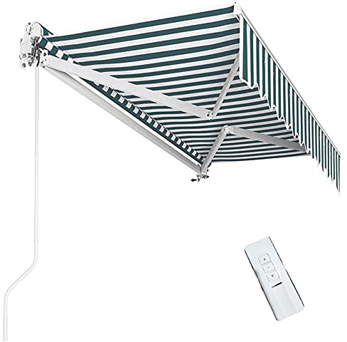 Tenda da sole a braccio retrattile per esterni, con regolazione della manovella, impermeabile, resistente ai raggi UV, in poliestere, manuale, elettrica, motorizzata, per balcone, 3 x 2,5 m, #4