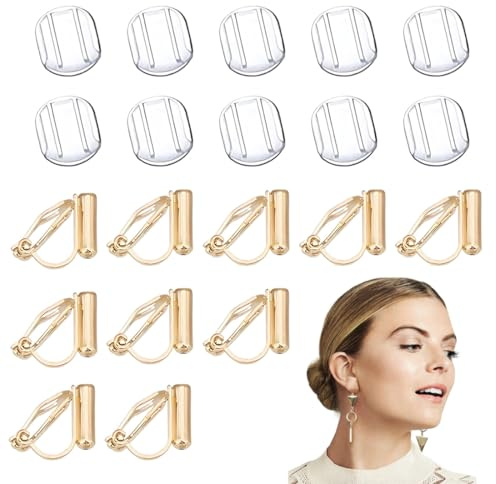 HABNI 10 clips para las orejas y 10 almohadillas para los clips De Plástico Tuercas Hipoalergenicas Cierres Elevadores De Pendientes Para Lobulos Caidos O Rasgados, Sujeta Y Levanta Pendientes