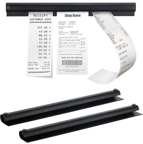 Prmape 2 Stück Bonhalter Gastronomie Schwarz, Bonleiste 30 Cm, Bonschiene Bonleiste Gastronomie Bonhalter Notizleiste, Selbstklebend Aluminium Bestellhalter für Küche Hotel Bar Büro Bestellungen Ticke