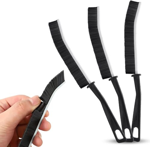 Crevice Cleaning Brush 3 Pack, Multifunctional Long Thin Slim Detail Cleaning Brush, Hard Bristle Bathroom Tile Groove Gap Scrubbing Brush for Narrow Corners in Home Kitchen Window Grooves