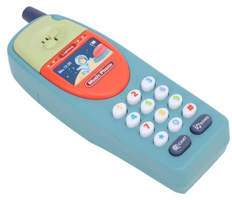 Telefono Giocattolo per Bambini, Telefono Giocattolo per Bambini Apprendimento Simulato Rilassante Stimola l'abilità di Imitazione con la Luce per l'educazione Precoce (Azzurro)