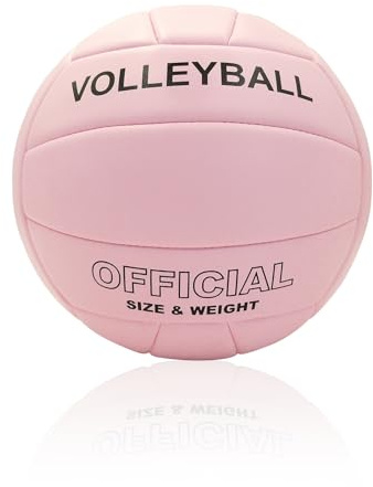VerdeFlow Volleyball Ball Official Size 5 Volleyballs for Indoor Outdoor Beach Pool Game Play for Team Beginners Professional TPU Leather Training Practice Volley Balls (Pink, Size 5)