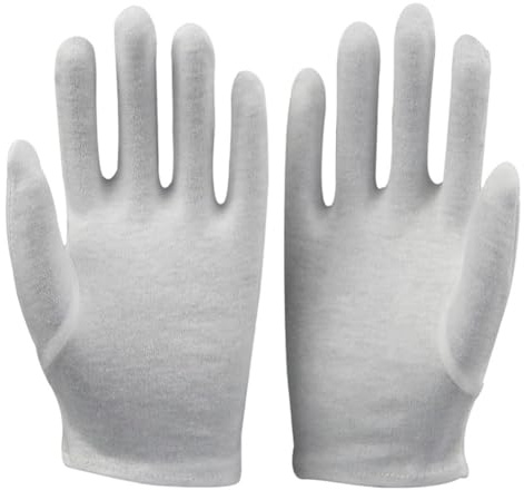 GreatRise 4 Paar Weiße Baumwollhandschuhe Handschuhe aus Baumwolle Parade Handschuhe Dünn Sicherheits-Arbeitshandschuhe, Bequem & Atmungsaktiv, für Tägliche Arbeit Schmuck Untersuchen, Größe L