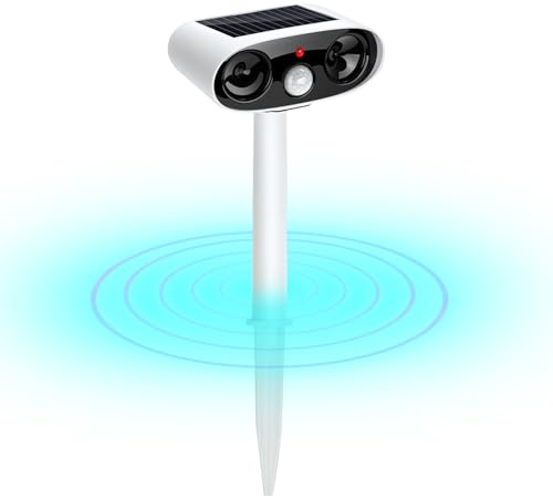 Repellente solare ad ultrasuoni per animali da esterno con PIR Night Auto On Flash LED impermeabile staccabile Rod