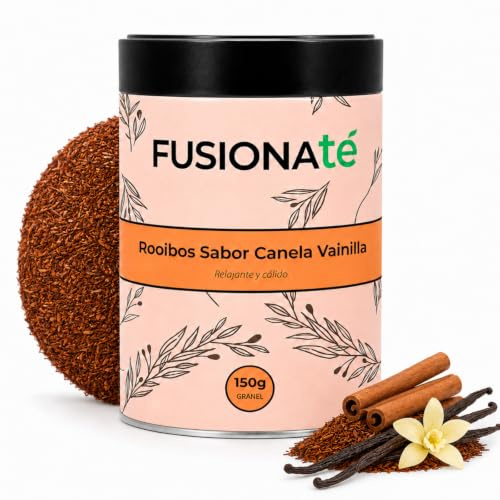 FUSIONATE Rooibos Canela y Vainilla 150g | Infusión a Granel Sin Cafeína | Sabor Dulce y Cremoso | Mezcla Premium Elaborada en España