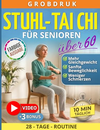 Stuhl-Tai-Chi für Senioren über 60: Einfacher Praxisleitfaden mit 28-Tage-Plan und sanften 10-Minuten-Übungen für mehr Gleichgewicht, weniger Schmerzen und mehr Sicherheit im Alltag.