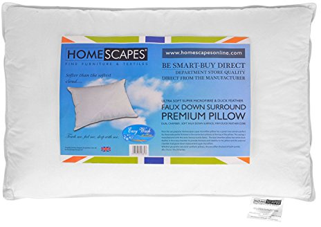 Homescapes – Nuovo piuma & super microfibra Surround cuscino molto morbido in finta piuma d' oca superficie con una ditta Feather nucleo lavabile a casa-anti antiacaro e anallergico