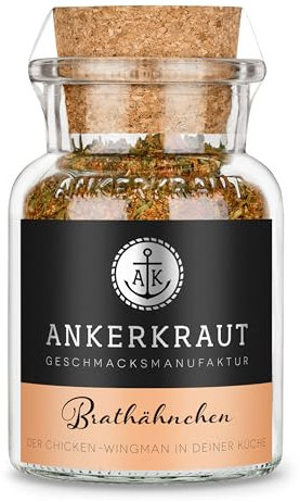 Ankerkraut Brathähnchen, Marinade für Hähnchen-Fleisch, knuspriges Chicken selber im Backofen Grill und Pfanne machen, lecker schmecker, BBQ-Rub, 75g im Korkenglas