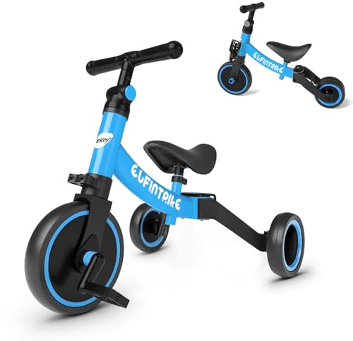 besrey 5 in 1 Toddler Bike for 1 Year to 4 Years Old Kids, Toddler Tricycle Kids Trikes Tricycle, Toys for Boy & Girl, Balance Training, Removable Pedals