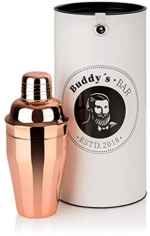 Buddy's Bar - Bar-Shaker Classic, shaker da 500 ml di alta qualità, shaker per cocktail, sicuro per alimenti, lavabile in lavastoviglie, confezione regalo inclusa, acciaio inox lucido, rame