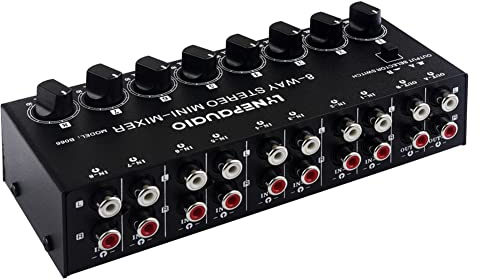 Zunedhys Mini estéreo de 8 vías sin fuente de sonido mezcla/no necesita suministro, mezcla de sonido de frecuencia de audio estereofónico