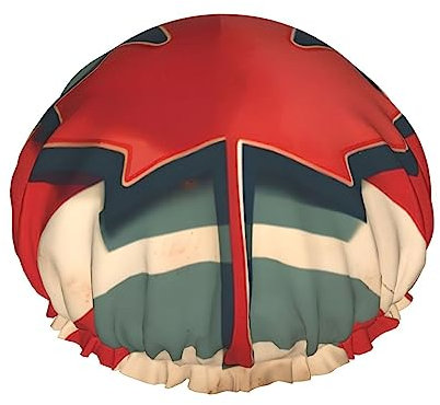 Doppellagige, wasserdichte Duschhaube für Damen, tragbarer Haarschutz für langes Haar, vielseitiges Badzubehör, Retro-Kanada-Flaggenmuster