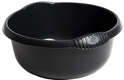 TENLITE High Grade Plastic Dish Washing Up Bowl, Kitchen Basin Bowl Sink Tidy Organiser Wash Tub Space Saving For Home & Kitchen (Midnight Greyish Or Dark Grey, 32cm Round)