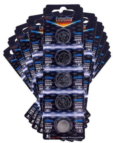 A2ZWORLD 50 x Pile Bouton CR1616, Pile au Lithium 3 V (10 Paquets de 5 Piles)