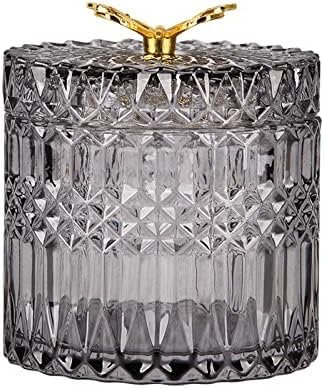 Vorratsbehälter Glas Mit Deckel, Transparente Zuckerdose Aus Glas, Bonbonglas Mit Deckel, Glasbehälter Für Süßigkeiten, Deko Glasbehälter Für Süßigkeiten,Grau,10,7 * 12,3,HaoAMZ