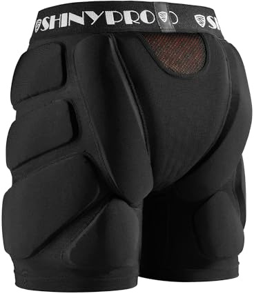 SHINYPRO Protective Padded Shorts for Snowboarding and Skating,Tear Resistance Butt Pad Heavy Duty Protection,All Pads are Removable Black