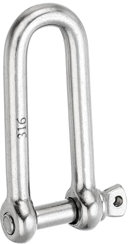 PATIKIL Grillete de Pasador Roscado 12mm 1/2 2646lb Acero Inoxidable 316 Forjado Grillete en D Largo de Grado Marino para Cadenas Cuerdas de Alambre Exterior Plateado