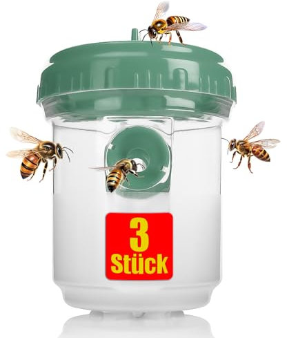 BigDean 3 Stück Wespenfalle Outdoor in Grün ø9x13cm – Lebend Falle zum Aufhängen perfekt für Bienen, Wespen und als Fliegenfalle geeignet