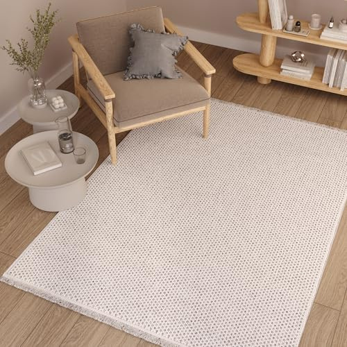 TAPISO Agra Tapis Poils Courts Bouclé à Franges Moderne Gris Uni Tapis Salon Chambre Adulte Salle à Manger Oeko-TEX Résistant Epais 200 x 300 cm