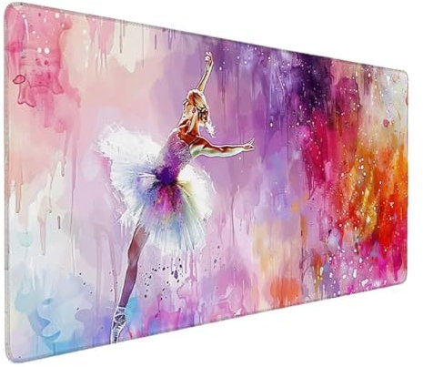 Tapis de Souris de Jeu, Tapis de Souris 900x400, Grand Tapis de Bureau sous Main Bureau avec Base en Caoutchouc antidérapante pour Gamer, Femme Cadeau Tapis de Souris Ergonomique Violet (Ballet) 1-A