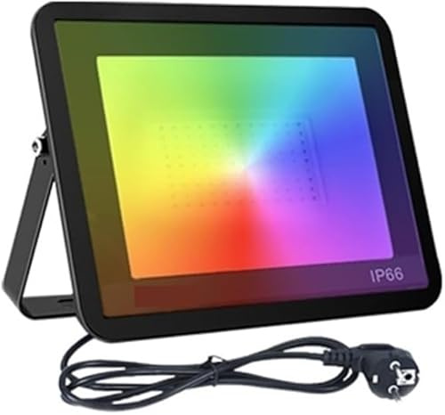 Projecteur LED, projecteur LED Tuya intelligent RGB éclairage extérieur 30W 50W 100W lumière réglable avec commande vocale projecteur éclairage extérieur pour garage, jardin, facile à installer, 30w
