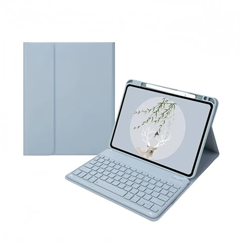 Funda con Teclado para iPad 9.ª generación 2021/8.ª Gen 2020/7.ª Gen 2019 10,2, con Soporte para lápiz, Funda Delgada y Ligera con Teclado inalámbrico Desmontable magnéticamente