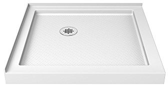 DreamLine SlimLine 36 in. D x 36 in. W x 2 3/4 in. H Corner Drain Double Threshold Shower Base in White, DLT-1036360