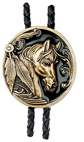 Piratenladen Bolo Tie Pony, Indianer Pferd, Federn, Bolotie, Western-Krawatte