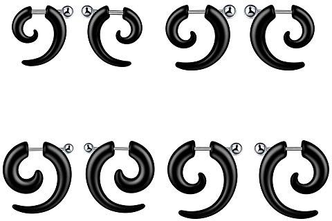 Feilok Unisex Herren Damen Acryl Piercing Spirale Expander Ohrstecker Schnecke Tupfen Plugs Tunnel Ohr Keil Expander Schwarz