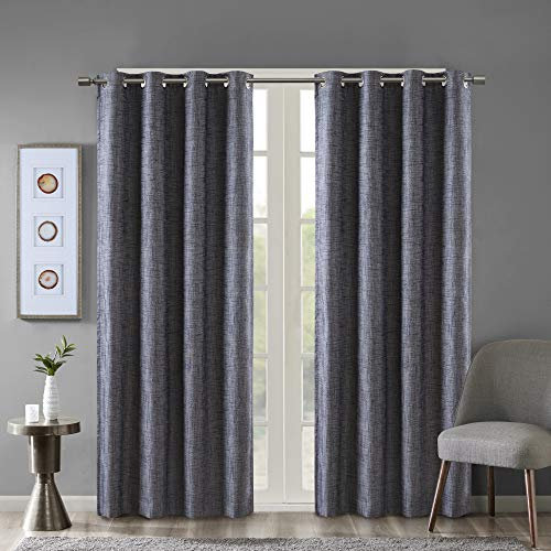 SUN SMART Maya Verdunkelungsvorhang, für Terrasse, Fenster, strukturierter Heidekraut-Druck, Ösen, Wohnzimmer-Dekor, wärmeisoliert, lichtblockierend, für Schlafzimmer und Wohnungen, 127 x 240 cm,