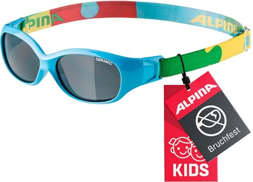 ALPINA Unisex - Bambini, FLEXXY KIDS Occhiali da sole, cyan-puzzle gloss, One Size