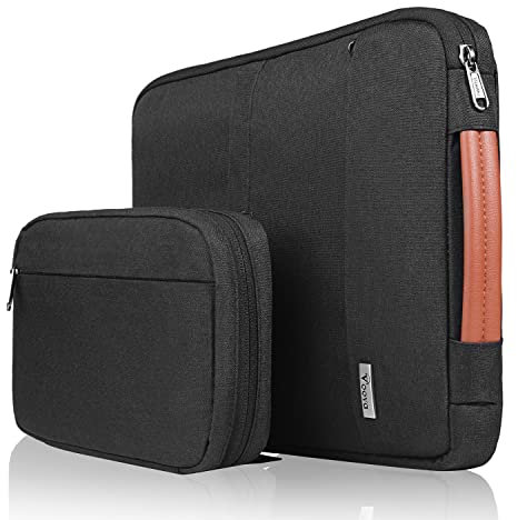 Voova Laptop Sleeve Case 13 13.3 14 Inch with Detachable Accessories Pouch, 2 in 1 Waterproof Computer Bag Cover for MacBook Air 13 M1/M2/M3/M4 2020-2025, MacBook Pro 13/14, Dark Black