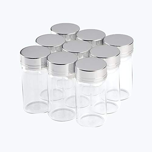 12pcs 25ml Mini Botellas de Vidrio Transparentes con Cubierta de Aluminio Plateado Almacenamiento Sellado Botellas de Vidrio Transparente Frascos Regalo de Fiesta de Boda