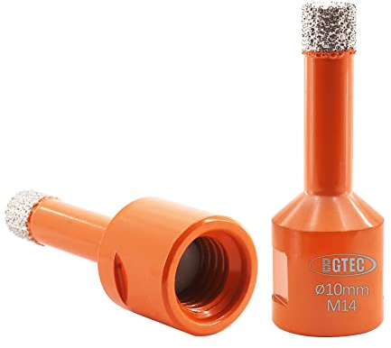 BGTEC Dry Diamond Core Drill Bits 2pcs Diameter 10mm for Porcelain Tile Ceramic Marble Brick M14 Thread
