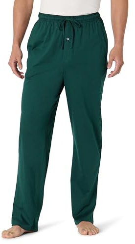 Amazon Essentials Pantalón de Pijama de Punto de algodón Hombre, Verde Oscuro, L
