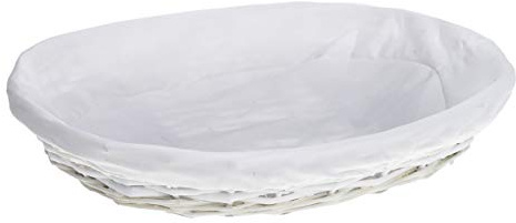 HERSIG - Bandeja Mimbre Natural | Cesta Mimbre Ovalada con Forro, sin Asas - 45 x 33 x 7 cm - Blanco
