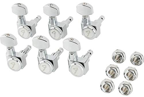 Fender Locking Tuners Stratocaster/Telecaster, 18:1, Chrom, 6er-Set | Gitarren-Upgrade zum einfachen Einbau, kurze Locking-Mechaniken, 18:1 Übersetzung, poliertes Chrom, 6er-Set, stimmstabil
