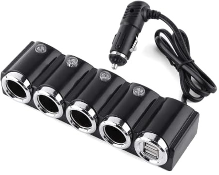Yosoo Zigarettenanzünder 4-Wege, 12/24V USB | Ladegerät Verteiler, 120W, mit Sicherung, Handy Tablet