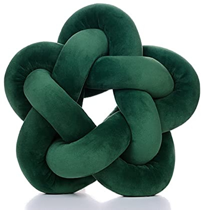 Wadser Knot Plush Throw Pillow Kids Handmade Knotted Star Pillow Soft Sofa Lumbar Cushion Stuffed Cushion Home Office Children Room Decor, Emerald Green