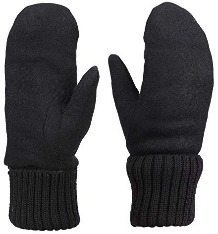 ITODA Fäustlinge Winter Handschuhe Wolle Winterhandschuhe Damen Fausthandschuhe Gefüttert Wollhandschuhe Warm Strickhandschuhe Winddicht Handwärmer Herbst Outdoorhandschuhe Freizeit Fahrrad